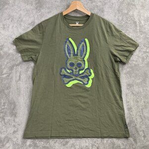 Psycho Bunny Shirt Mens 5 Green Varick Crew Neck Graphic Tee 3D Logo Preppy